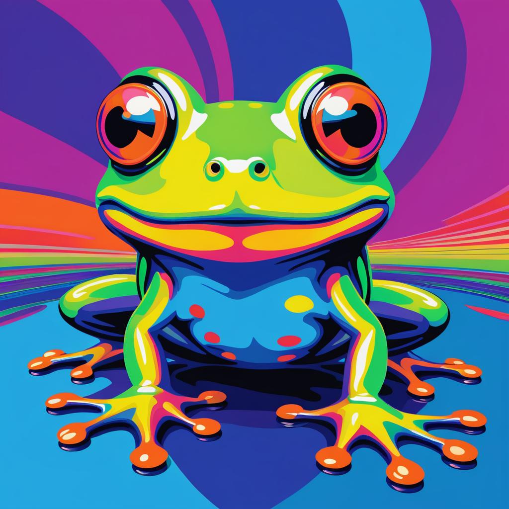 Vibrant Warhol-Inspired Frog Art