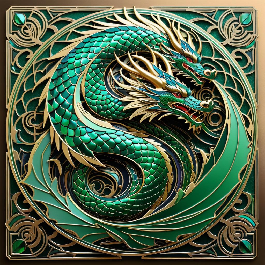 Intricate Art Deco Dragon Sticker Design