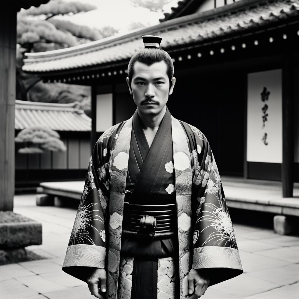 Stunning Samurai Portrait in Traditional Kimono