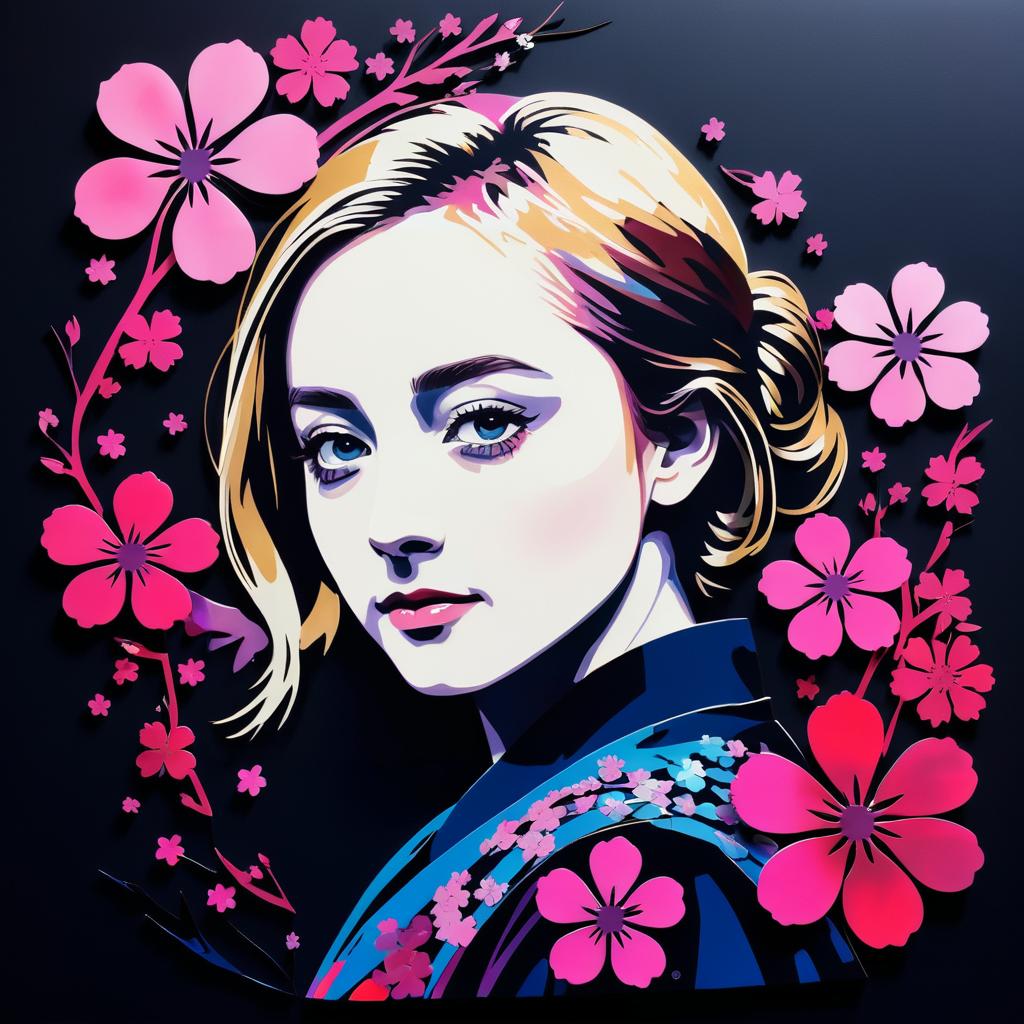 Blooming Sakura Stencil Art of Saoirse Ronan