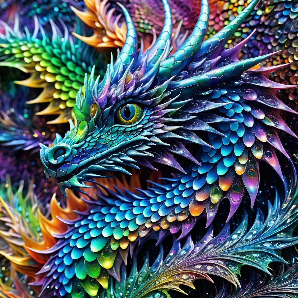 Psychedelic Hyperrealistic Crystalline Dragon