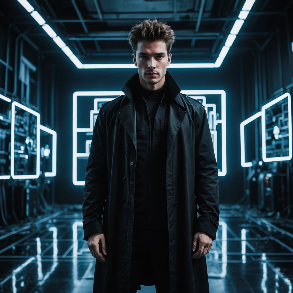 Futuristic Hacker in Matrix Style