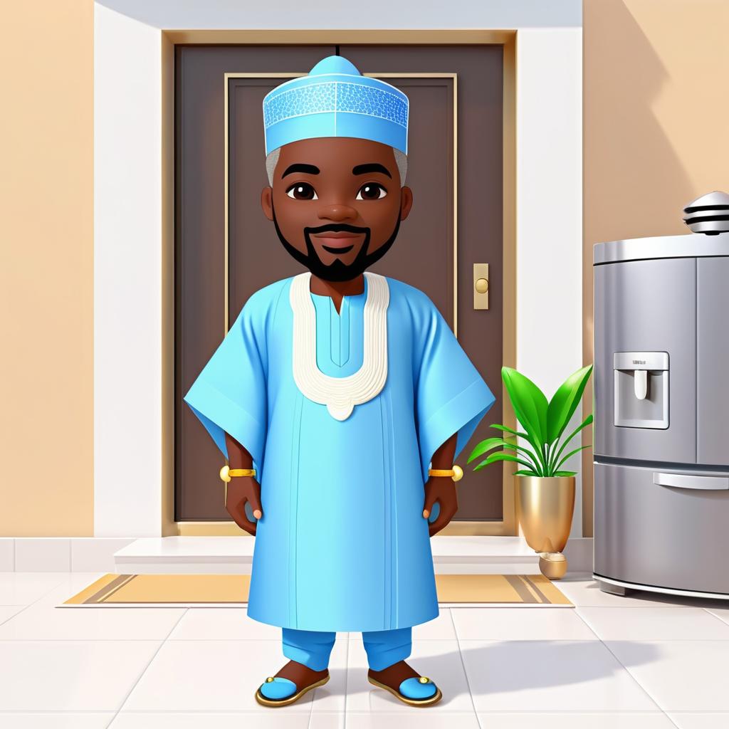 Cheerful Nigerian Uncle in Agbada Design