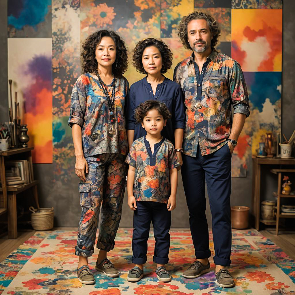 Stylish Family Portrait with Artistic Flair