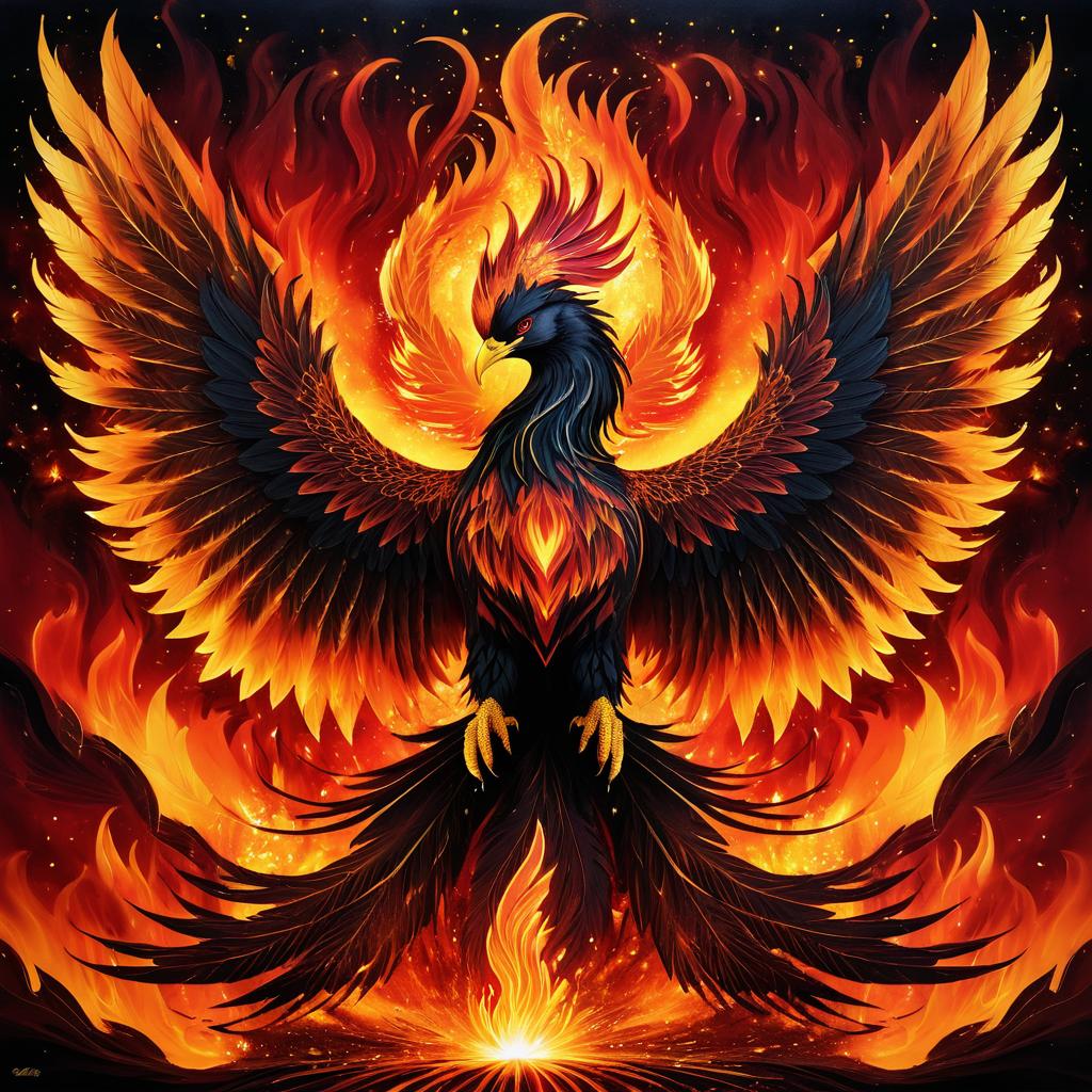 Regal Phoenix Rising in Fiery Glory