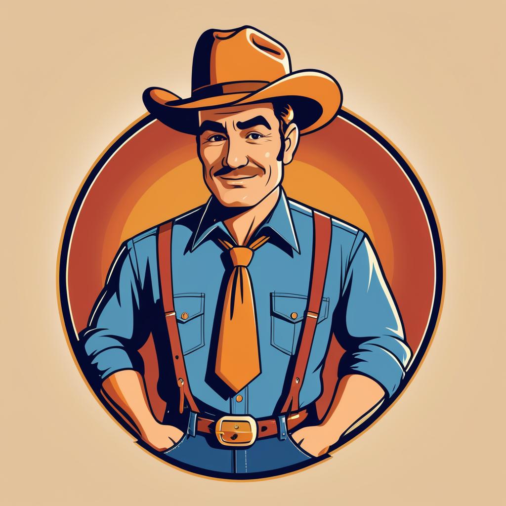 Vintage Western Cartoon T-Shirt Design