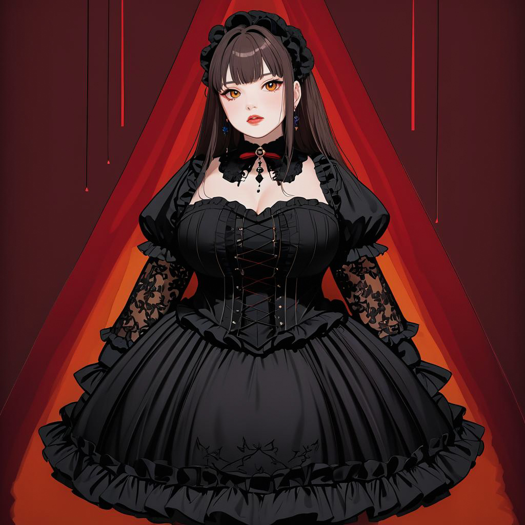 Confident Gothic Lolita with Piercing Gaze