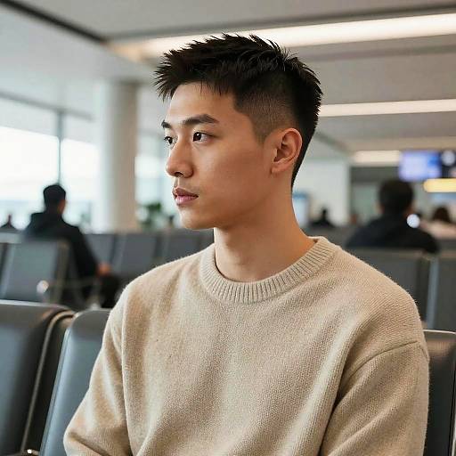 Modern Comb Over Hairstyle in Airport
