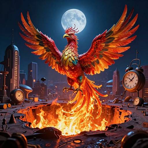 Surreal Phoenix in Futuristic Dreamscape