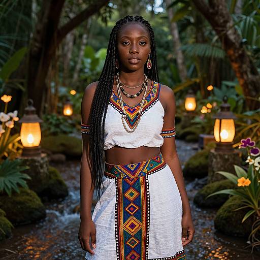 Black Woman in Twilight Forest