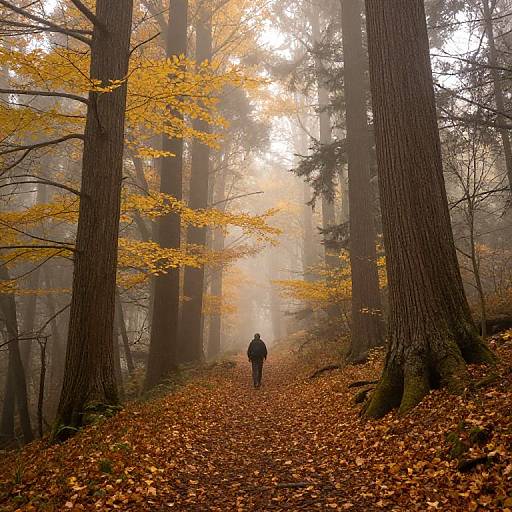 Solitary Autumn Forest Hiker