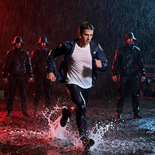 Runner in Rain: Dynamic Action Scene