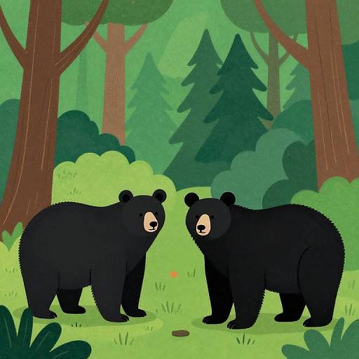 Black Forest Bears in Flat 2D Style