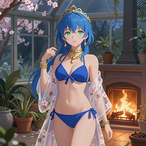 Tranquil Winter Night Botanical Illustration