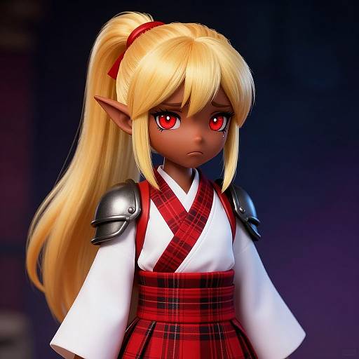 Sad Dark-Skinned Elf in Armor