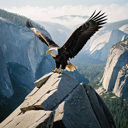 Majestic Bald Eagle in Yosemite's Mist