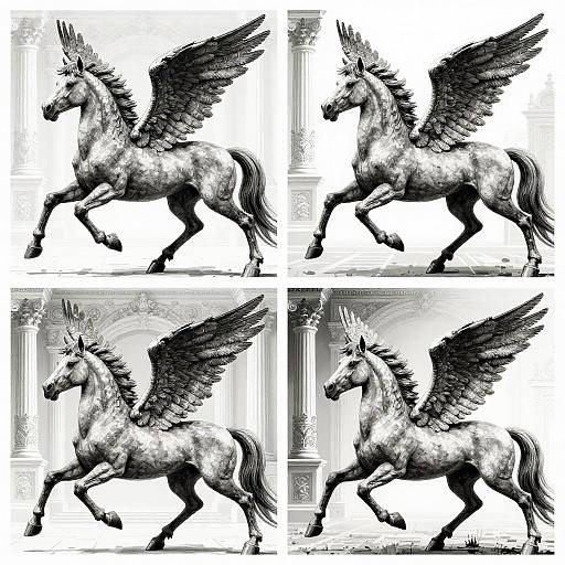 Winged Horse in Four Poses