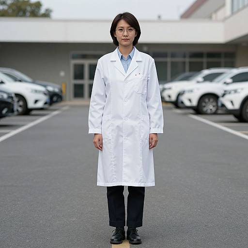 Woman Scientist in Parking Lot