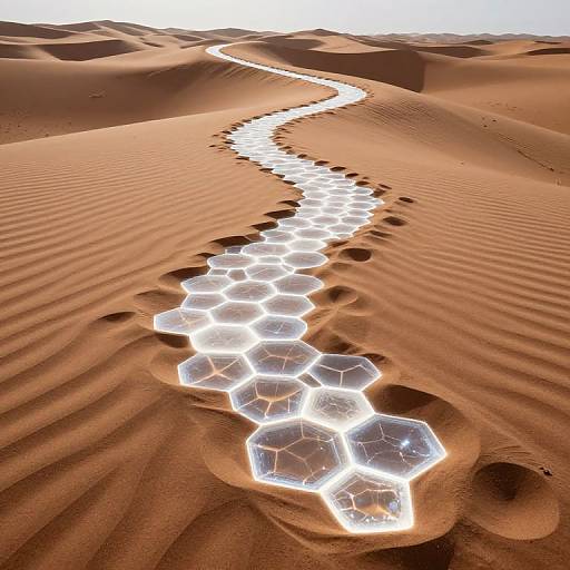 Glowing Crystalline Path in Sand Dunes