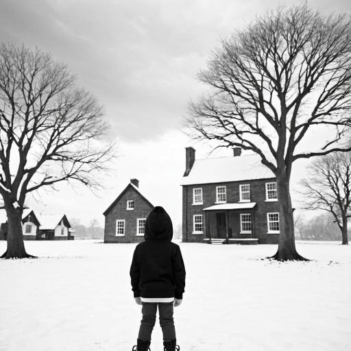 Winter Scene with Bare Tree and House