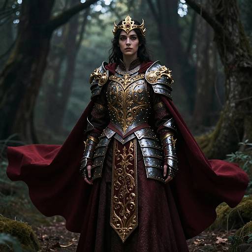 Regal Fantasy Armor with Crimson Cape