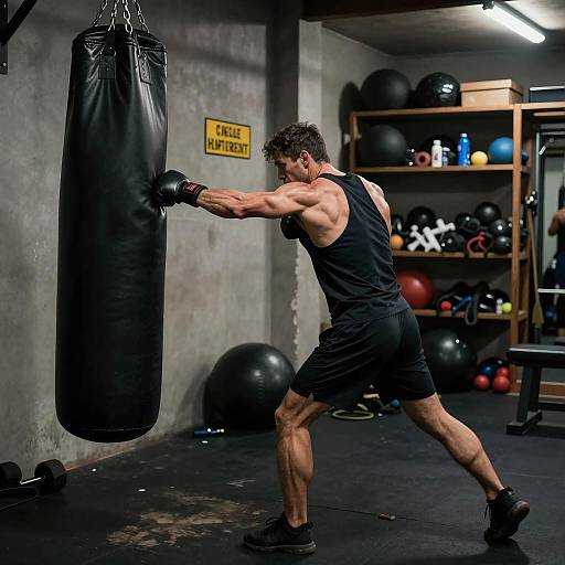 Dynamic Gym Scene: Muscular Man in Action