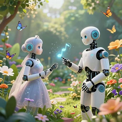 Serene Virtual Garden with AI Beings