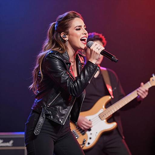 Passionate Female Singer on Stage