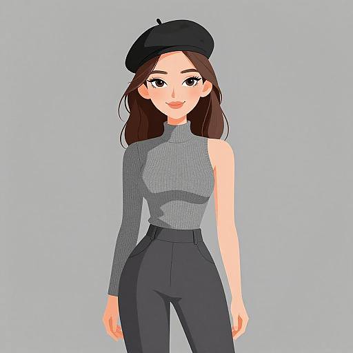 Parisian Chic Woman in Grey Fashion