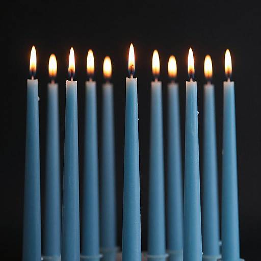 Elegant Blue Candles with Orange Flames