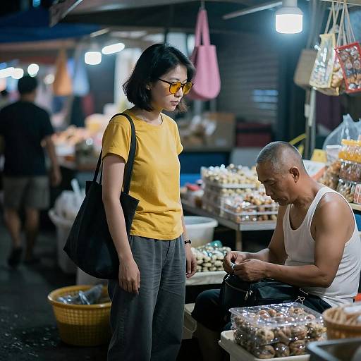 Vibrant Market Scene with Unique Characters