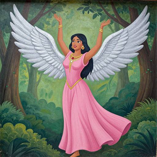 Indian Pop Culture Winged Woman Mural
