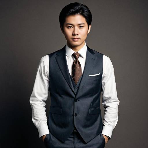 Asian Man in Semi-Formal Suit and Tie