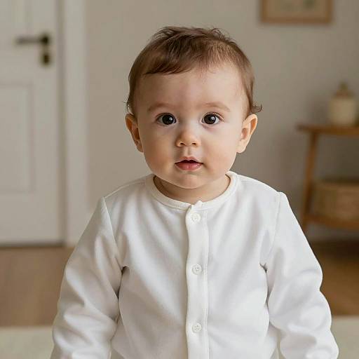 Adorable Baby Boy in Christening Romper