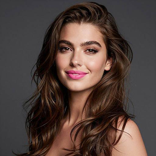 Portrait of young woman with pink lips