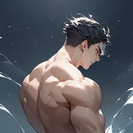 Muscular Anime Boy at Night
