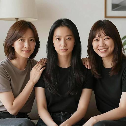 Three Asian Women Sitting Together