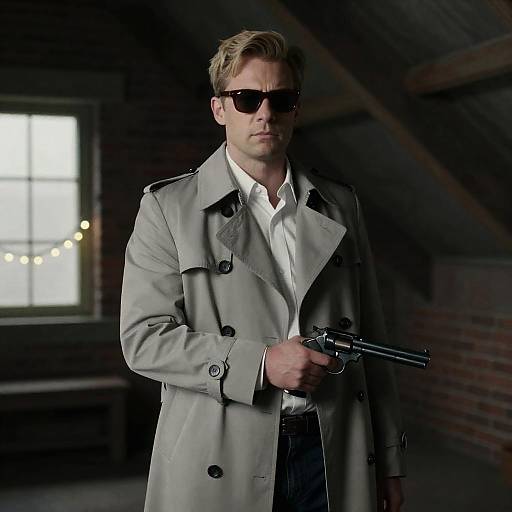 Mysterious Man in Attic with Revolver