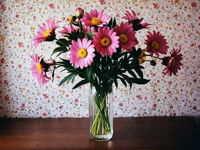 Enchanting Pink Flower Vase Wallpaper