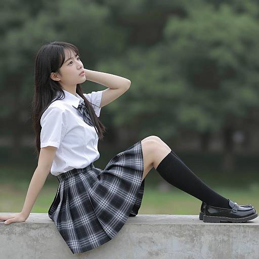 Asian Woman in Forest Setting