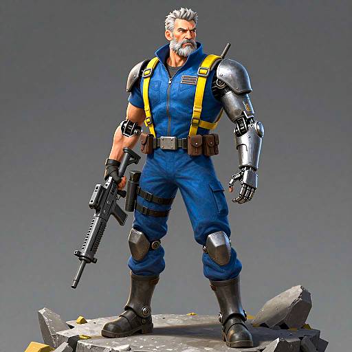 Futuristic Warrior: Muscular Man Illustration