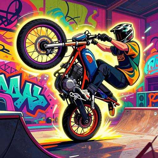 Vibrant Biker Street Art Illustration