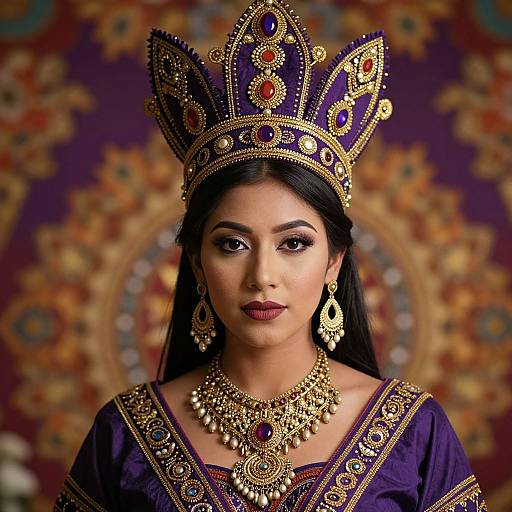 Indigenous Woman with Ornate Headdress