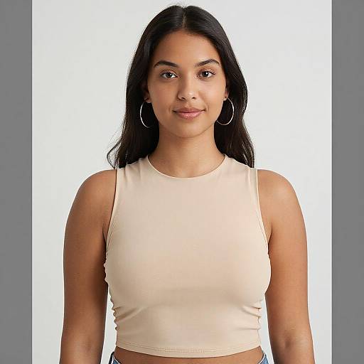 Portrait of Woman in Beige Crop Top
