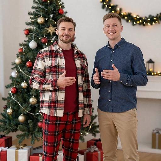 Two Men Celebrating Christmas Together