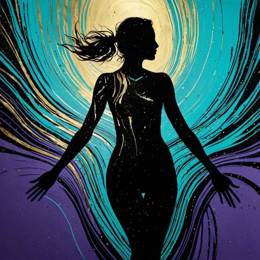 Silhouette of Woman with Turquoise and Lavender Gradient