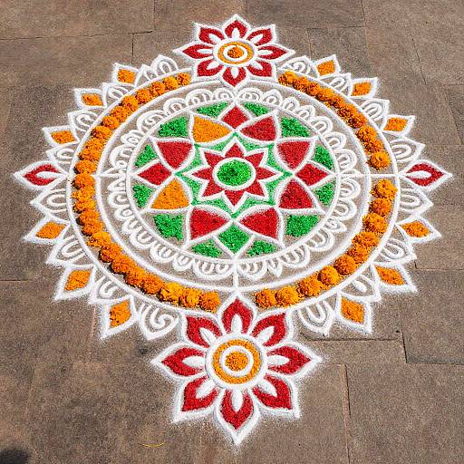 Vibrant Hindu Rangoli Stone Designs