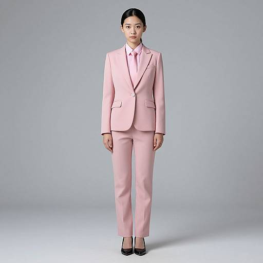Realistic Woman in Pink Blazer Suit