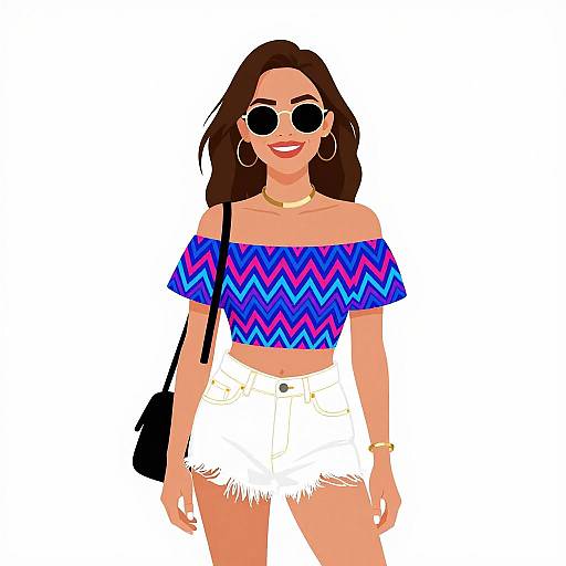 Bohemian Woman in Vibrant Summer Outfit