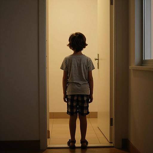 Warm Doorway Scene with Child Silhouette